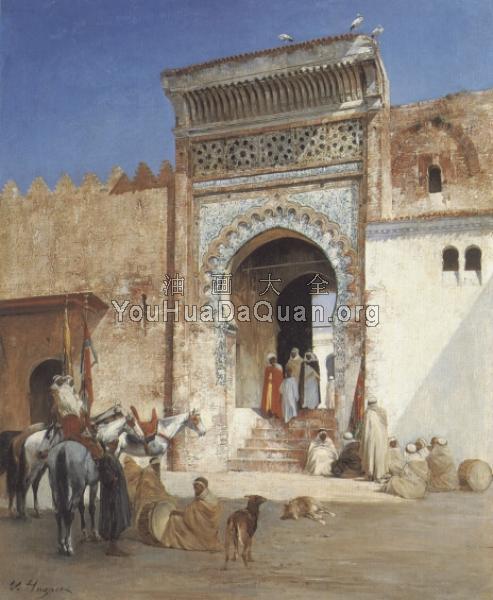 Arabs Outside the Mosque - 维克多·皮埃尔·休格特